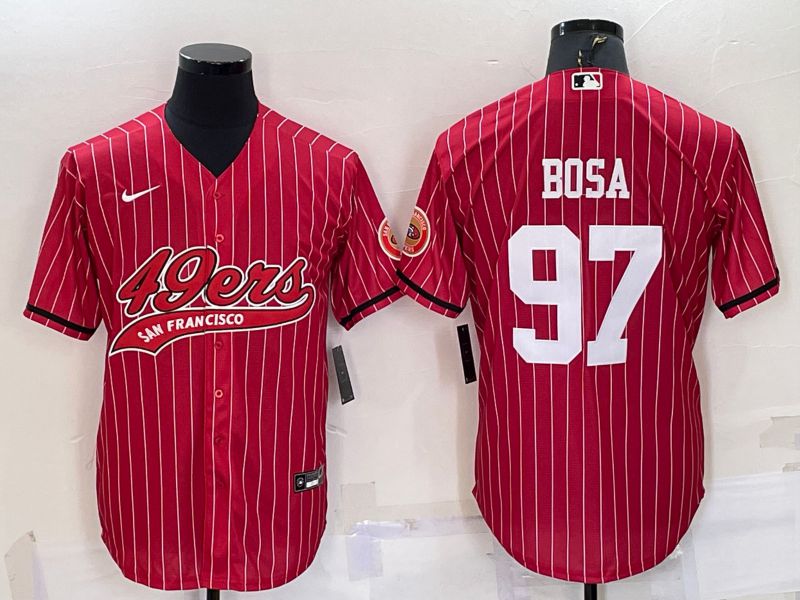 Men San Francisco 49ers #97 Bosa Red stripe 2022 Nike Co branded NFL Jersey->minnesota vikings->NFL Jersey